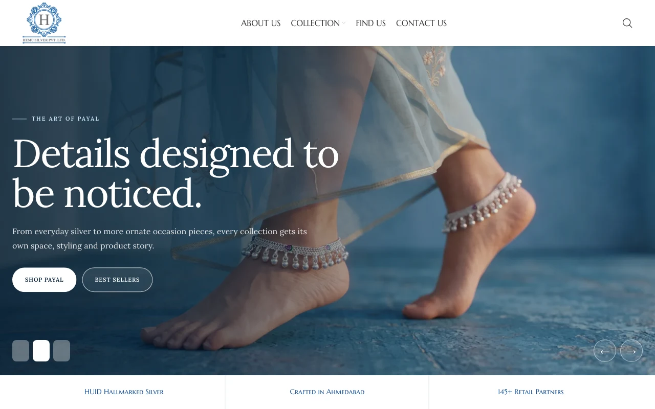Screenshot of the Hemu Silver homepage